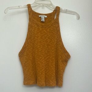 Forever 21 Cropped razor back Sweater Tank Top Golden Mustard Yellow like new